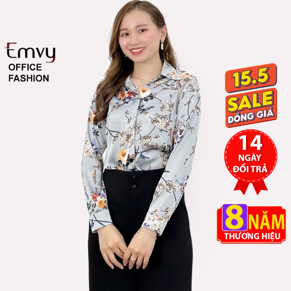 Áo sơ mi nữ thu đông , Sơ mi lụa thu đông cao cấp Phù hợp sơ vin Emvy Fashion E10