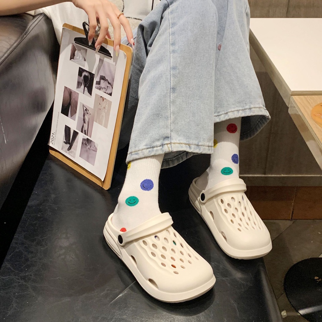 Dép Cao Su Đục Lỗ Chống Trượt Thời Trang Đi Biển Mùa Hè Cho Nữ