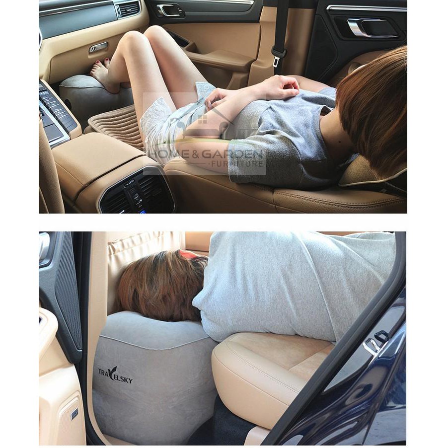 Gác chân trên máy bay, ô tô bằng hơi 2 tầng/3 tầng TravelSky - tặng túi bơm hơi