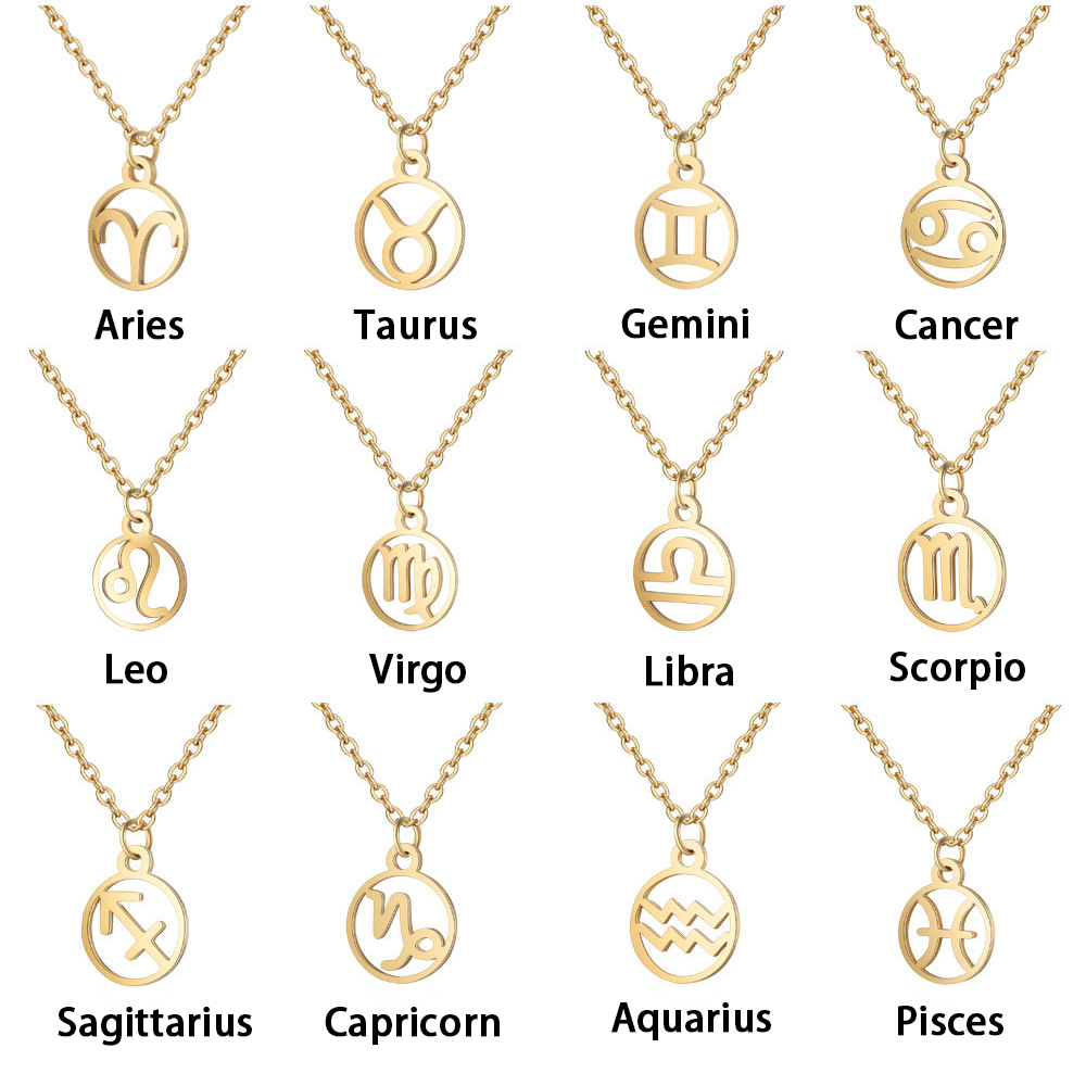 Vòng cổ mặt 12 chòm sao bằng thép không gỉ tinh tế sang trọng