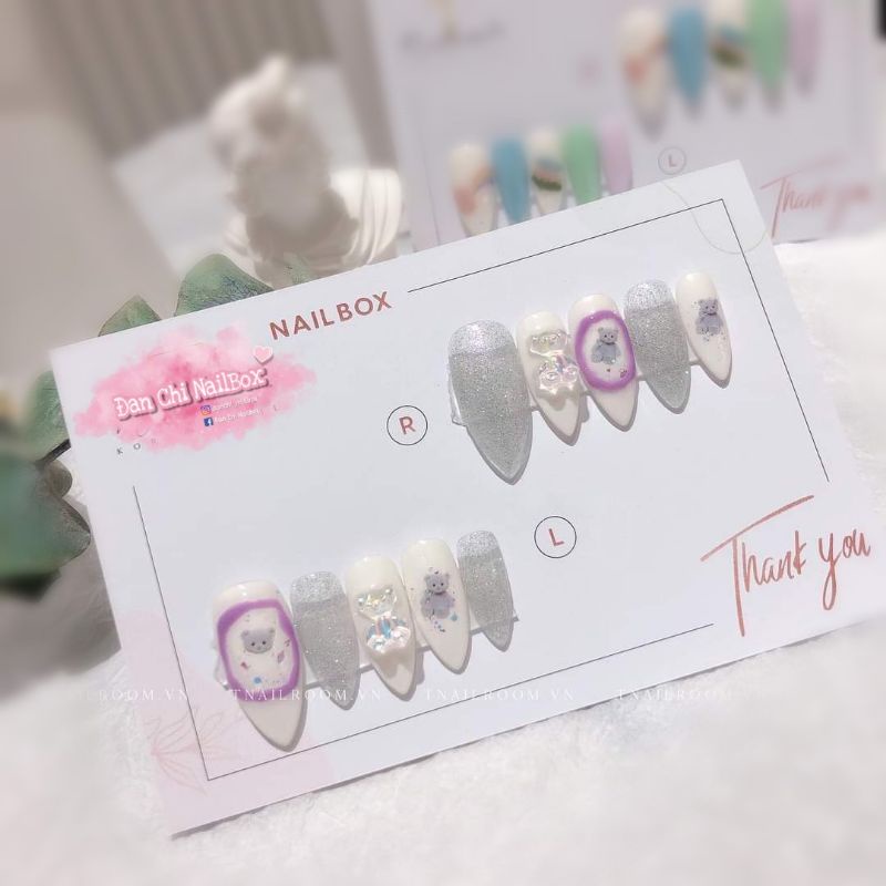 NailBox móng úp thiết kế sẵn Mẫu Gấu