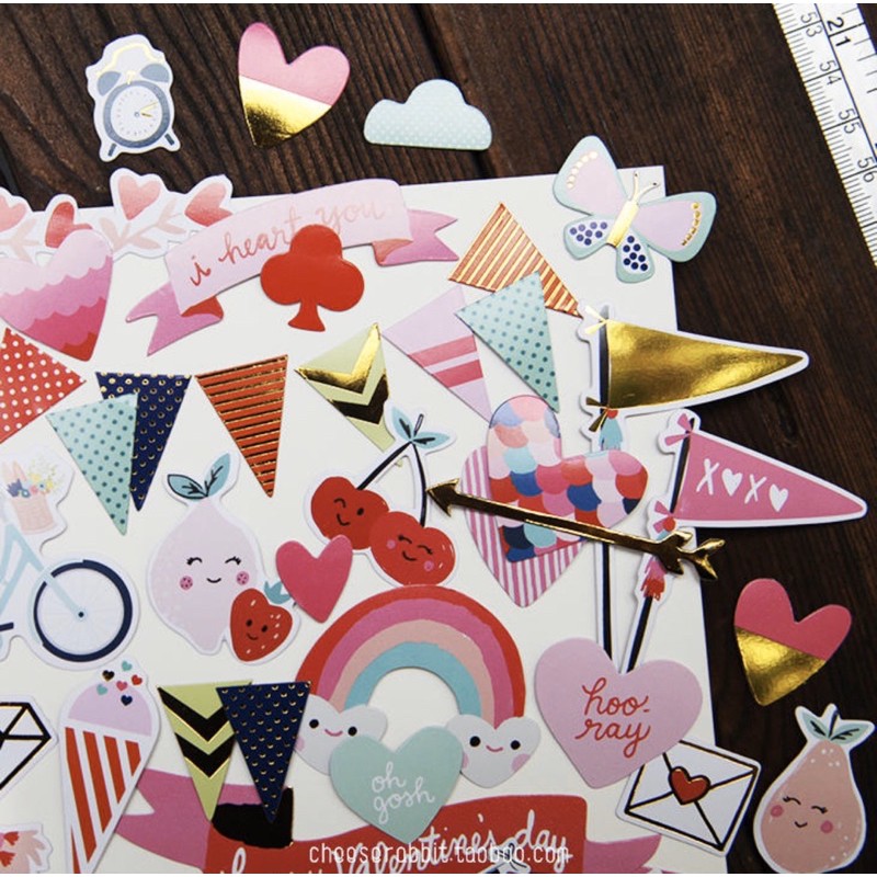 Sticker trang trí đồ handmade (khung ảnh, scrapbook,..) TẶNG 1 CUỘN BĂNG DÍNH XỐP