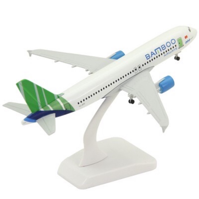Mô hình máy bay Bamboo Airways 20cm có bánh xe