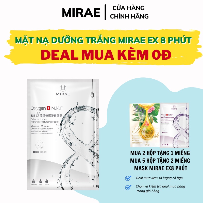 Mặt nạ Mirae EX 8 phút dưỡng trắng cấp tốc cung cấp độ ẩm giúp da sáng bóng 20g/miếng