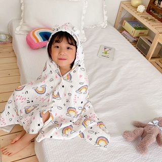 Khăn tắm cho bé vải xô 6 lớp hàng cao cấp, áo choàng có mũ siêu thấm hút 2 trong 1