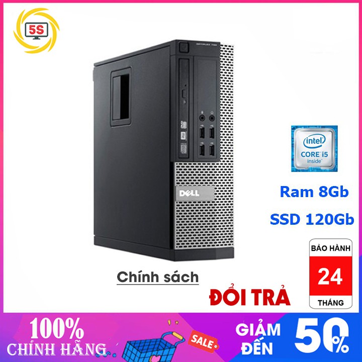 Case máy tính để bàn Dell Optiplex 3020 và 7020 SFF CPU intel core i5 4570/Ram 8GB/SSD 120GB-Hàng Nhập Khẩu-Bh 24 Tháng