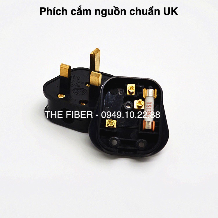 Phích cắm nguồn chuẩn UK - có cầu chì bên trong