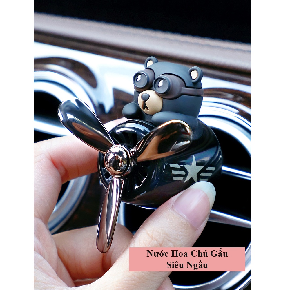 Nước Hoa Ô Tô Mini Decoroto Chú Gấu Lái Máy Bay Siêu Ngầu Tặng 2 Viên Sáp Thơm - Phụ Kiện Dầu Thơm Xe Hơi Cao Cấp Giá Rẻ