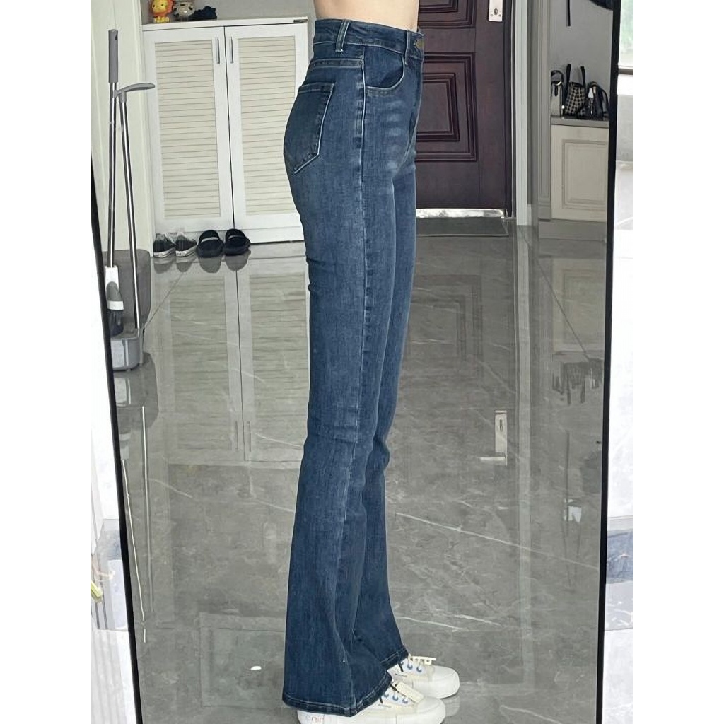  Xiaozhainv Quần jeans lưng cao ống loe thời trang Hàn Quốc xinh xắn dành cho nữ | BigBuy360 - bigbuy360.vn