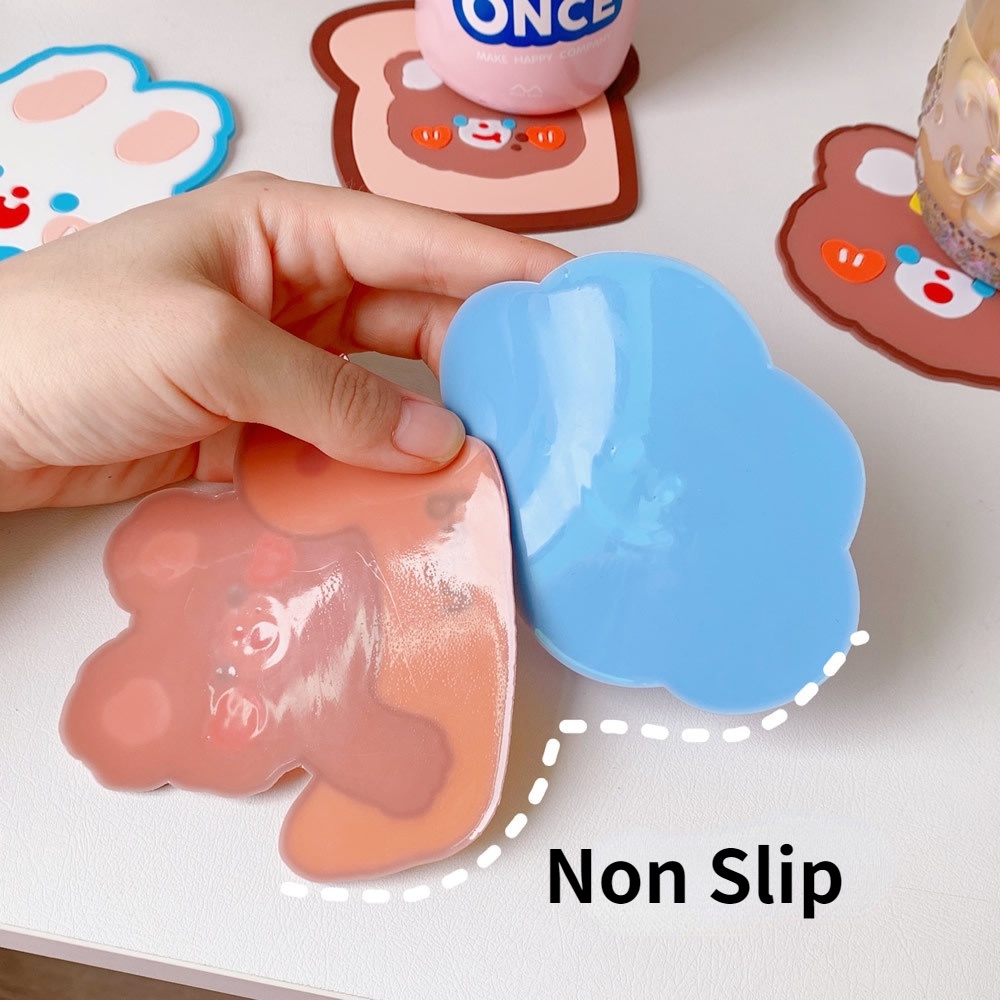 Đế lót ly cách nhiệt chống trượt hình gấu hoạt hình dễ thương