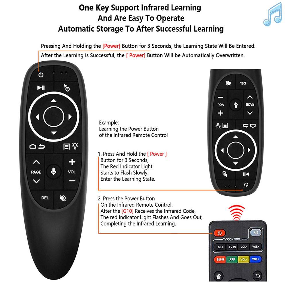 BY G10S PRO 2.4G Air Mouse Wireless Handheld Remote Control with USB Receiver Gyroscope Voice Control LED Backlight for Smart TV Box Projector