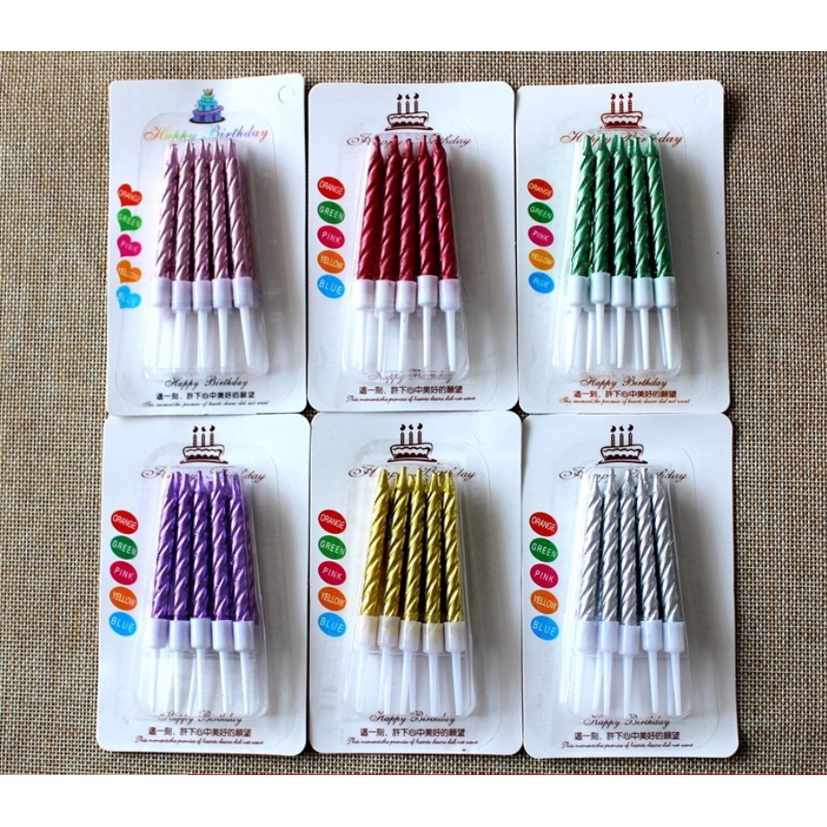Hộp 50 vỉ nến sắc màu trang trí bánh kem, trang trí bánh sinh nhật