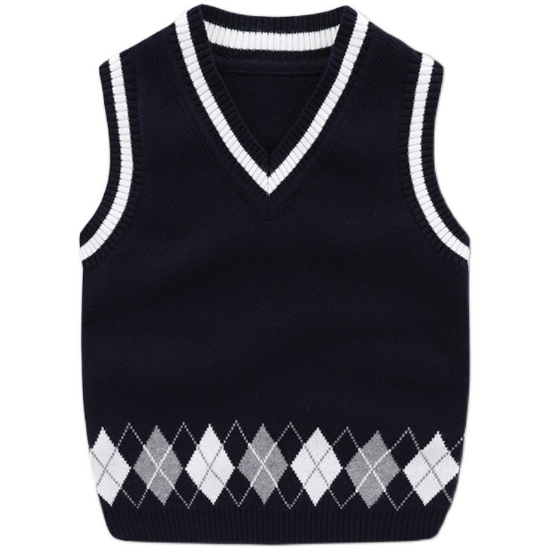 Áo Len Cotton Dệt Kim Không Tay Phong Cách Phương Tây Thời Trang Xuân Thu Dành Cho Bé Trai Và Bé Gái