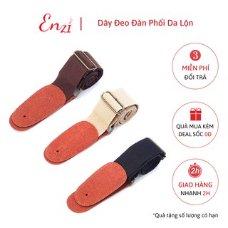 Dây đeo đàn guitar ukulele đàn classic, acoustic ghi ta bass  ghita điện phối da lộn màu nâu đen kem Enzi