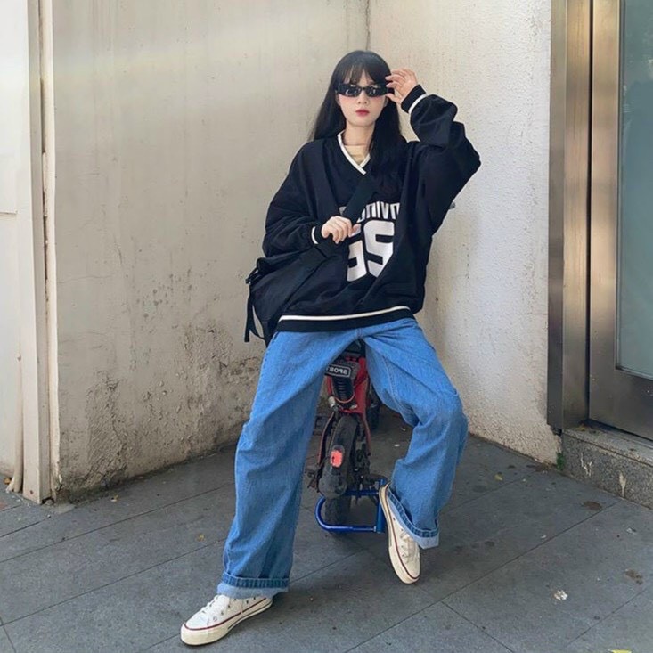 ÁO SWEATER NAM NỮ VẢI NỈ FORM RỘNG, ÁO SWEATER UNISEX BÓNG CHÀY MÀU ĐEN