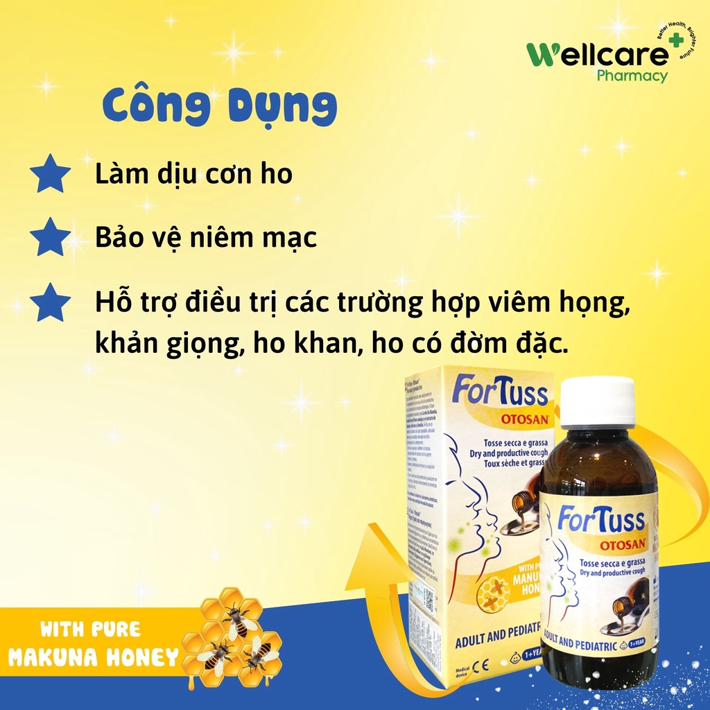 Siro Ho FORTUSS OTOSAN  - Lọ 180ml giảm ho, giảm viêm họng cho trẻ em