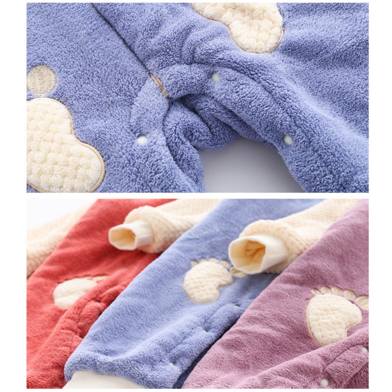 Bộ Áo Liền Quần Tay Dài Có Mũ Trùm Thời Trang Thu Đông Cho Bé Sơ Sinh