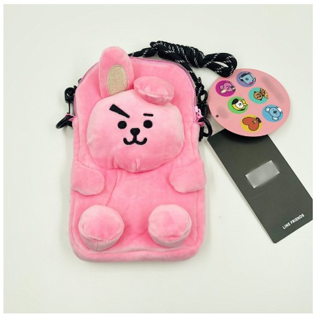 Cute stuffed BT21 mascot model shoulder bag with single shoulder strap for school