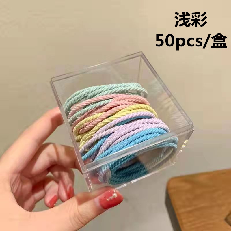 Hộp 50 Dây Buộc Tóc Cao Su Co Giãn Màu Gradient Đơn Giản
