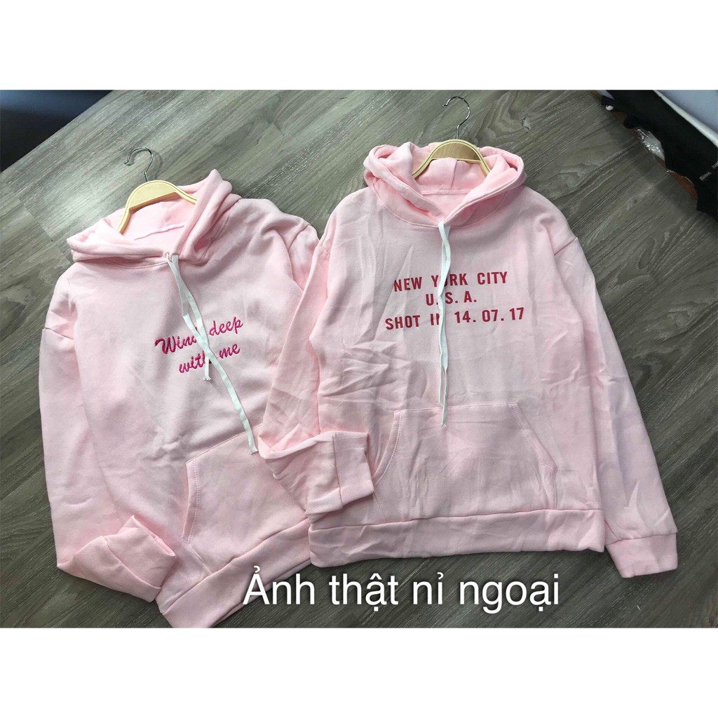 Áo Hoodie Nỉ Ngoại HỒNG PHẤN Lót Bông In +Thêu Chữ[Video+ảnh thật] | BigBuy360 - bigbuy360.vn