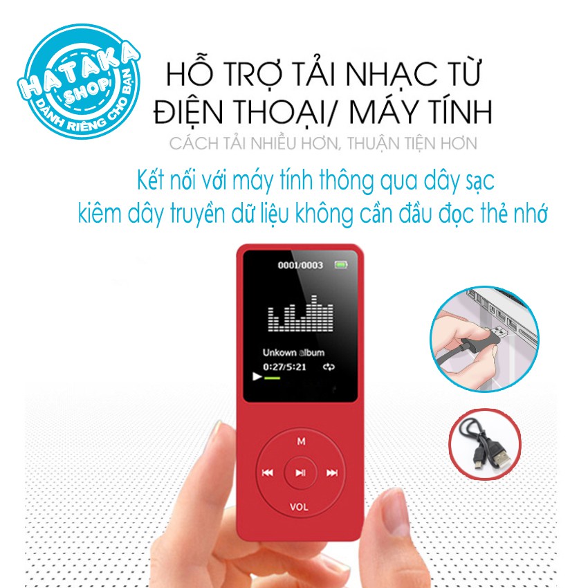 Máy nghe nhạc mp3 JS-01 siêu mỏng đa chức năng tặng tai nghe và dây sạc | BigBuy360 - bigbuy360.vn