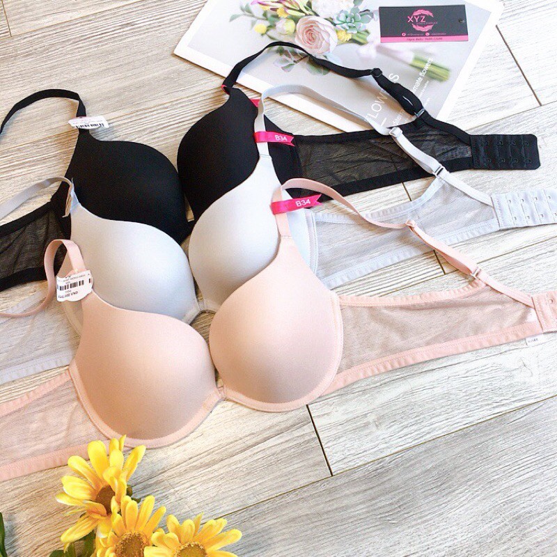 Áo lót xuất nhật cao cấp Xyz1654- trơn mút mỏng có gọng nâng ngực tròn đầy.