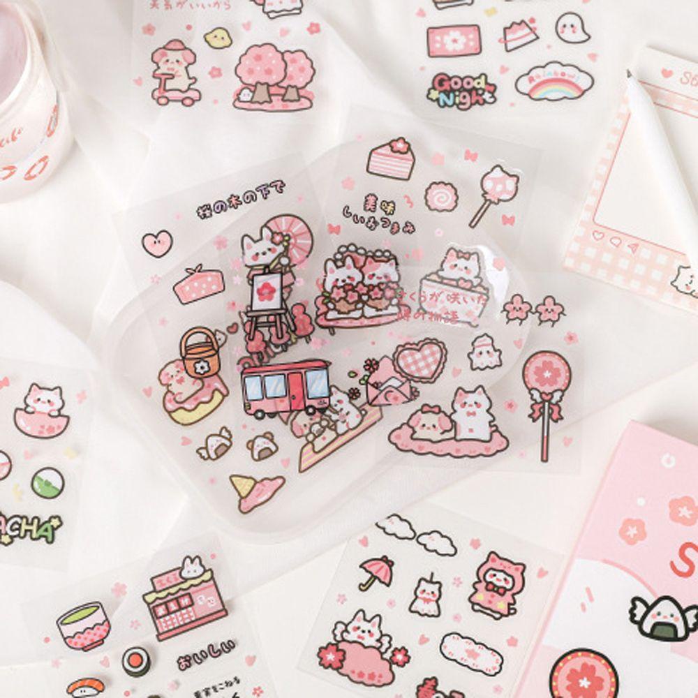 Miếng Dán PVC Hình Động Vật Dễ Thương Dùng Trang Trí Nhật Ký / Sổ Tay