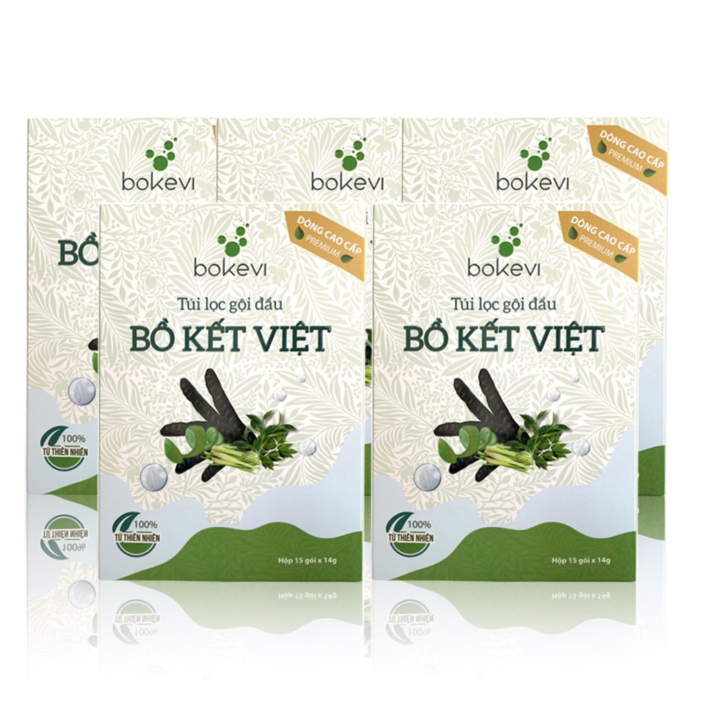 Combo 05 hộp Túi lọc gội đầu Bồ Kết Việt - Dòng Cao cấp