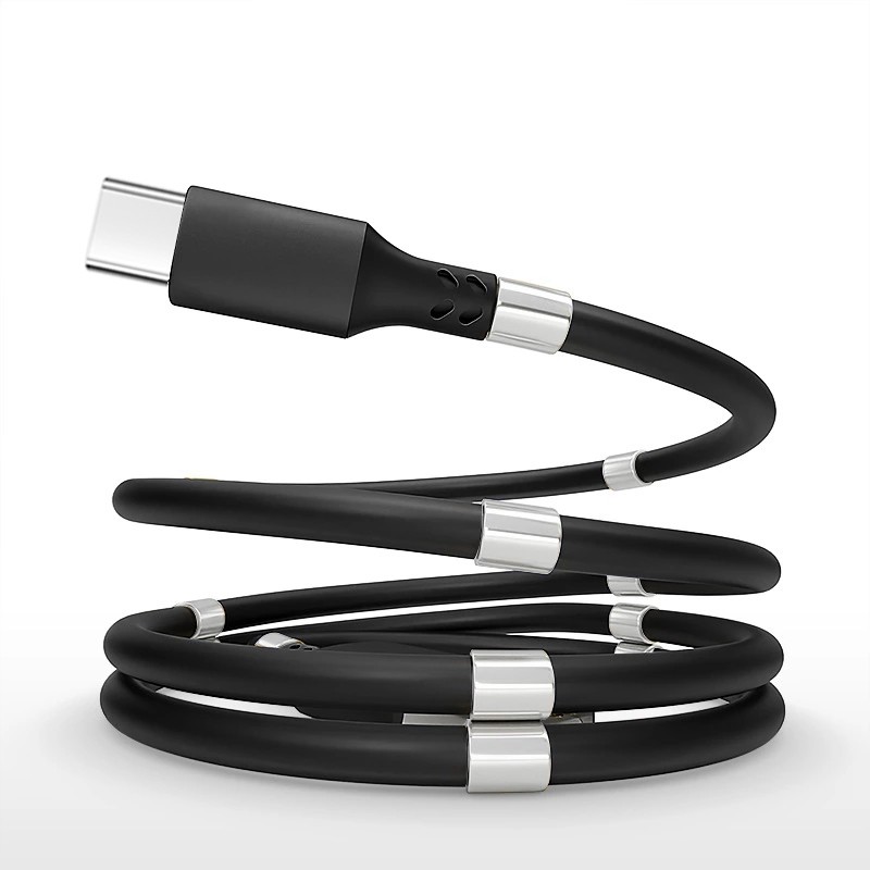 Magnetic Cable Type C Storage Fast Charging USB Cable for Xiaomi Android Phone USB C Cable Quick Charger Cord Black