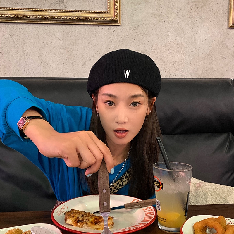Mũ Beret Hai Lớp Trước Và Sau Thời Trang Thu Đông Phong Cách Hàn Quốc Cho Nữ
