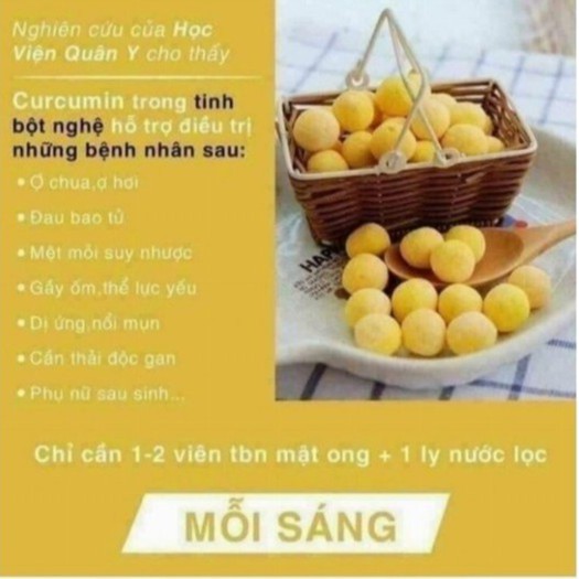 Viên tinh bột nghệ mật ong nguyên chất 500g