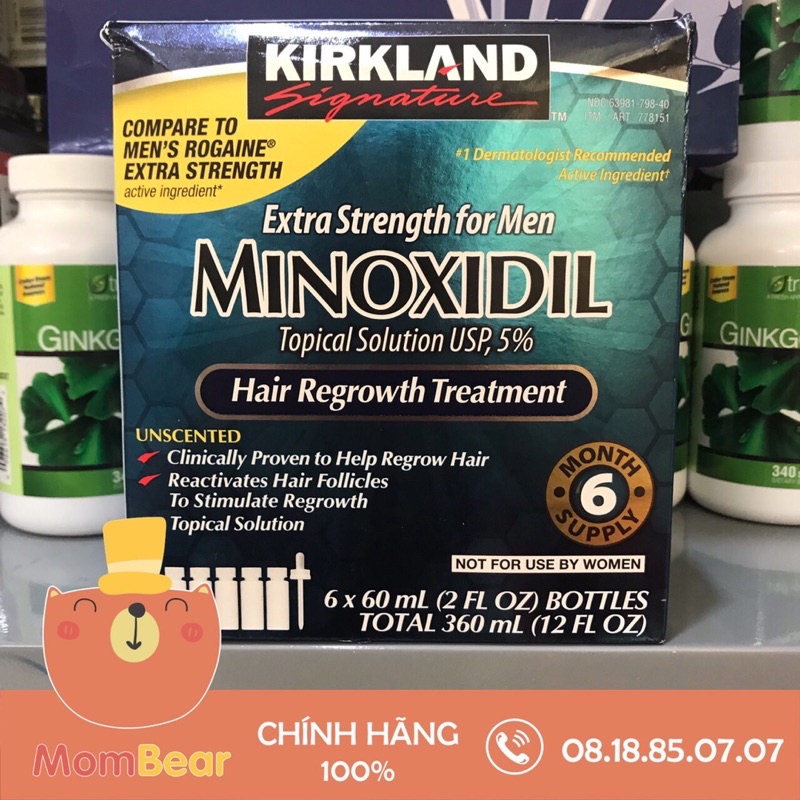 [Chính Hãng Hộp 6 lọ] Dung dịch mọc Râu và Tóc hiệu quả Minoxidil 5% của Mỹ