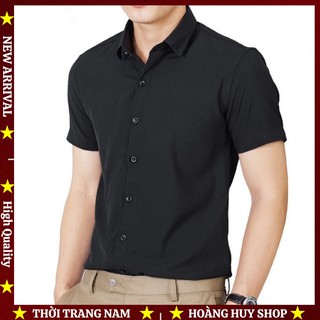 Áo sơ mi nam ngắn tay h&h-sm03 sơ mi trơn dáng body phong cách lịch lãm - 3 màu