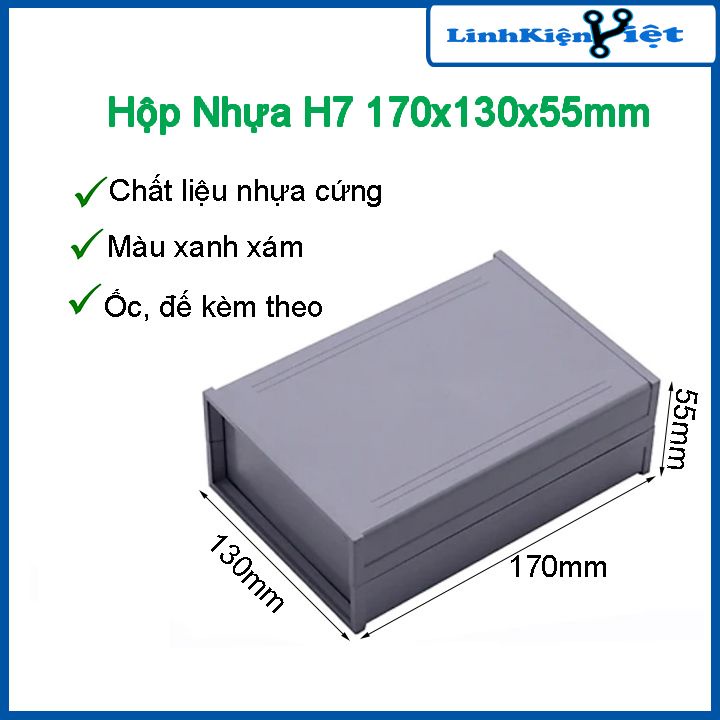 Hộp nhựa kỹ thuật  H7 kích thước 170x130x55mm kèm ốc vít