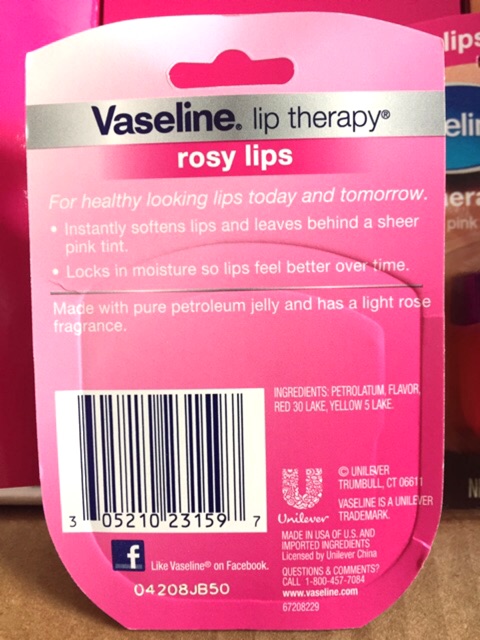 (USA) Dưỡng Môi mini Vaseline Lip Therapy (7g) (Hàng air có bill)