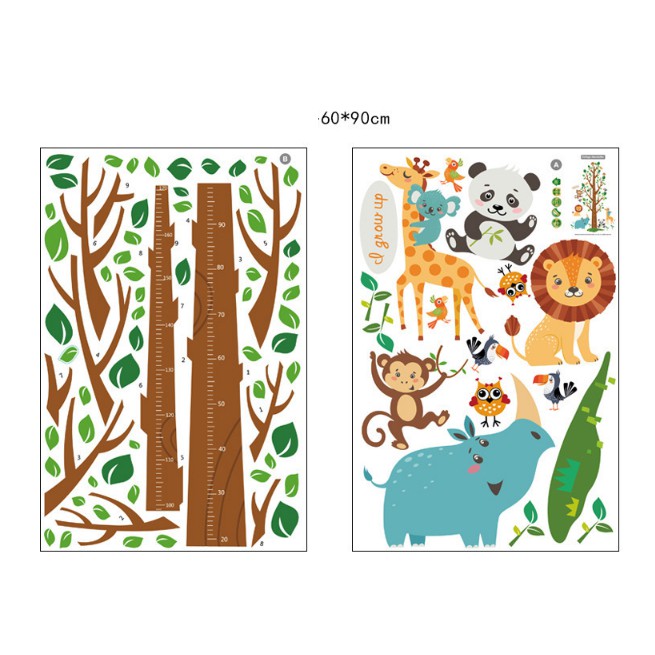 Decal trang trí tường - Thân Cây Nâu Cùng Thú Vui Chơi ( 2 tấm )
