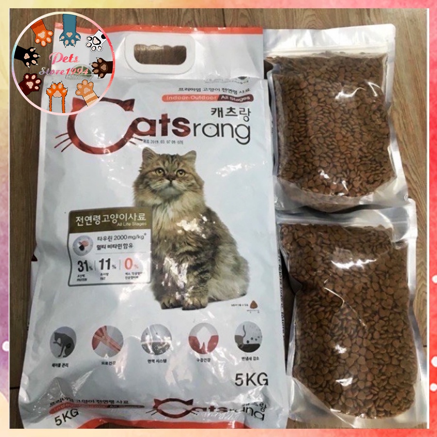 Catsrang【Giao Hàng Siêu Tốc Mùa Dịch】Thức ăn hạt khô Catsrang cho mèo túi 1kg