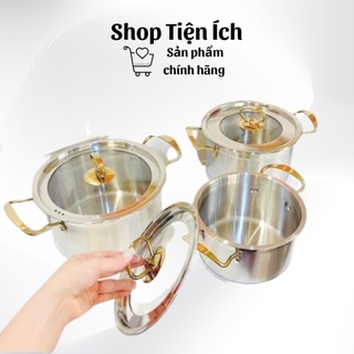 Bộ nồi inox 304 cao cấp MISU LOUIS, Bộ nồi Đức 3 món sử dụng được mọi loại bếp (Shop Tiện Ích)