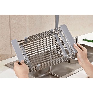 Giá inox gác vòi nước điều chỉnh được kich cỡ để bát đũa, hoa quả róc nước, chịu lực tốt (Loại to)