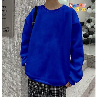 Áo Sweater Trơn Ulzzang Unisex Màu Xanh Dương Coban Chất Nỉ Bông Cao Cấp Dáng Rộng Nam Nữ - MM