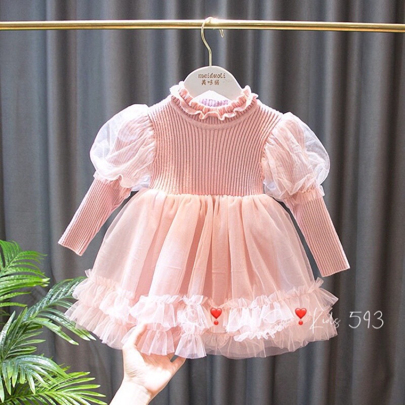 (jean baby) váy,đầm dài tay phối ren công chúa hàng đẹp(8-20kg)