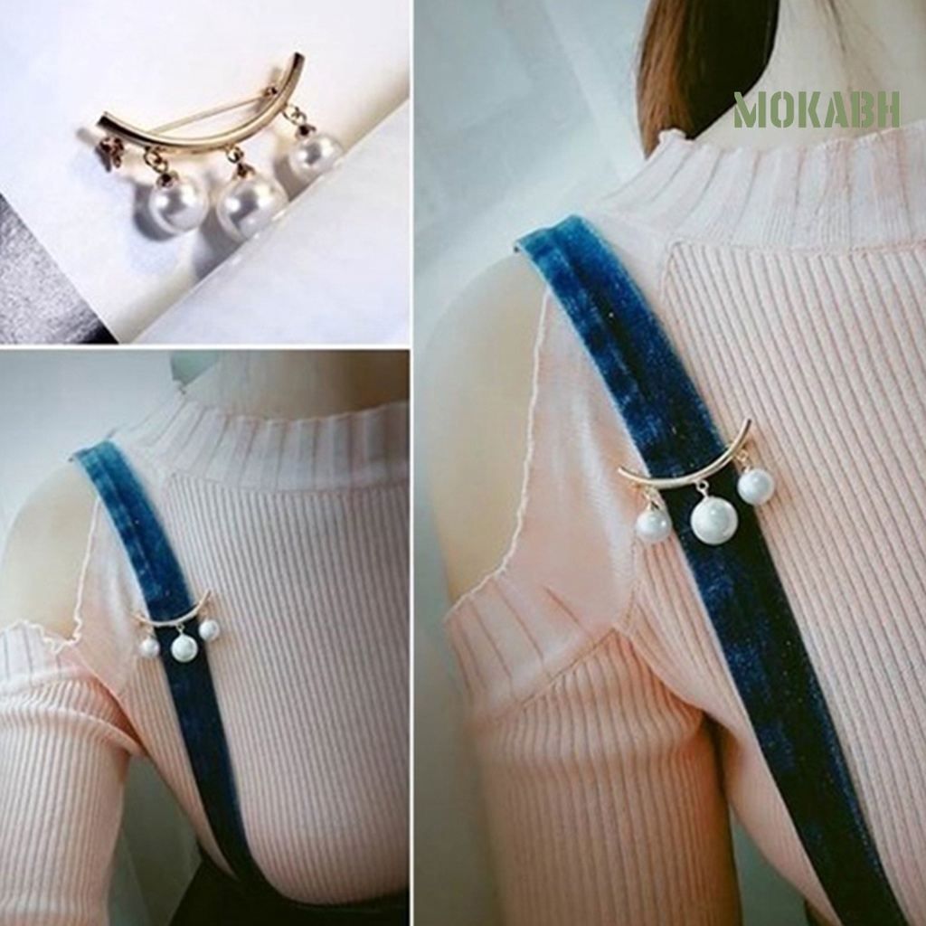 Bộ 2 Ghim Cài Áo Đính Ngọc Trai Nhân Tạo Thời Trang