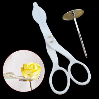 Dụng cụ làm bánh kem dù bắt bông và kéo gấp hoa tiện dụng