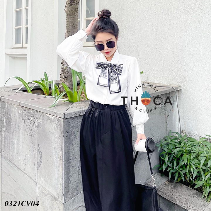 Chân váy midi dáng dài lưng thun trơn trắng, đen THOCA HOUSE ulzzang style Hàn Quốc, dễ phối đồ cho nữ