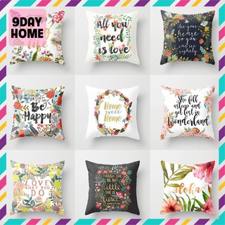 Vỏ gối vuông họa tiết hoa hòe hoa sói kèm chữ phong cách nhiệt đới 45cm x45cm