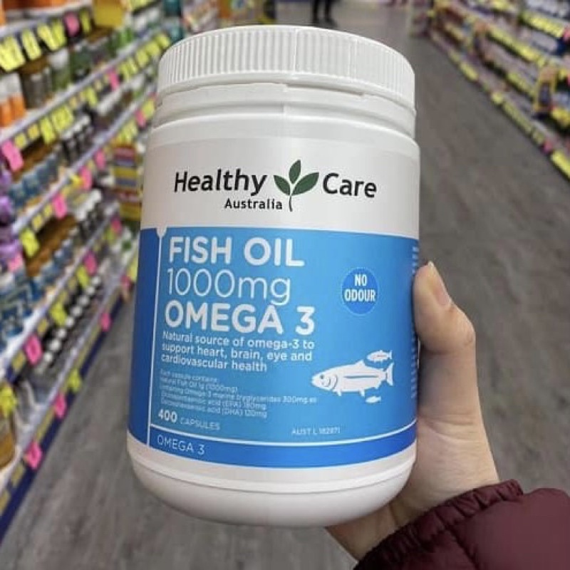 Dầu cá Fish Oil 1000mg Omega 3 400 viên Healthy Care Fish Oil Omega 3 1000mg - Xuất xứ Úc -hangxacht