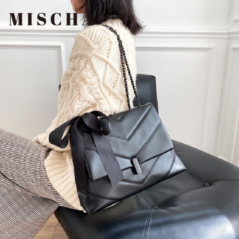 Mischa Túi Xách Da PU Sức Chứa Lớn Màu Trơn Phong Cách Phương Tây Thời Trang Cho Nữ