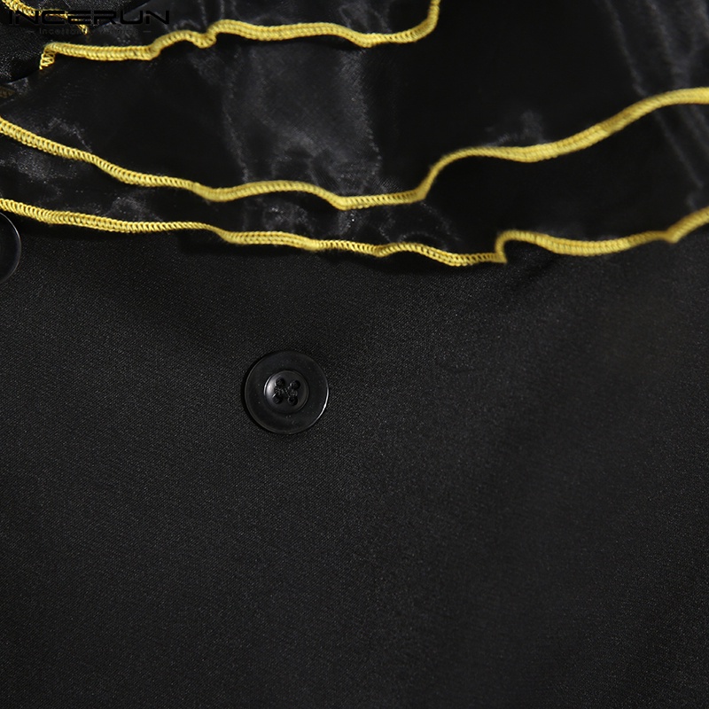 Áo ghi lê INCERUN không tay cổ chữ v phối bèo phong cách gothic dành cho nam