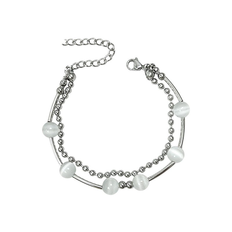 Vòng Tay Chuỗi Hạt Tròn Hai Lớp Phong Cách Hàn Quốc