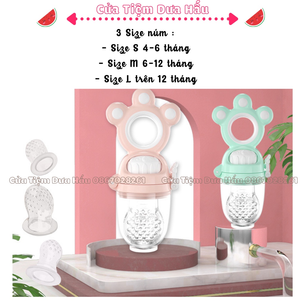 Túi Tập Nhai Ăn Dặm Chống Hóc Silicon Cao Cấp Cho Bé, Túi Gặm Nướu 3 Núm Nhai - Baby Galaxy Official